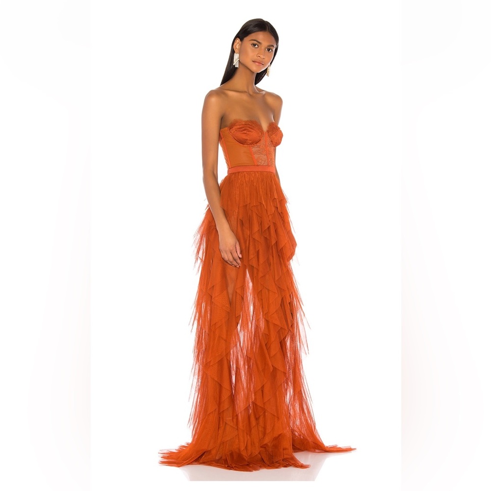 NWOT For Love & Lemons x REVOLVE Bustier Gown in Rust